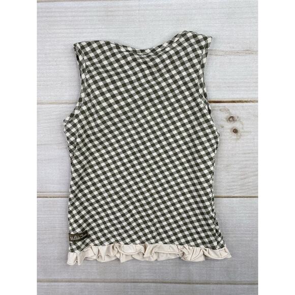 Serendipity By Matilda Jan Tank Top Girls 6 Green Plaid Ruffle Pink Bow NWT - Picture 4 of 6
